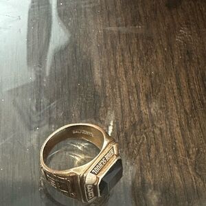 Gold Class Ring with Black Stone